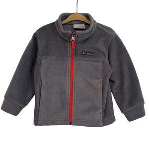 Columbia Toddler  Unisex 2T Full Zip Fleece Jacket, Charcoal Gray, Orange Zipper